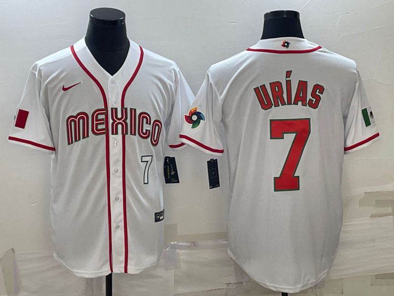 Men 2023 World Cub Mexico #7 Urias White Nike MLB Jersey21